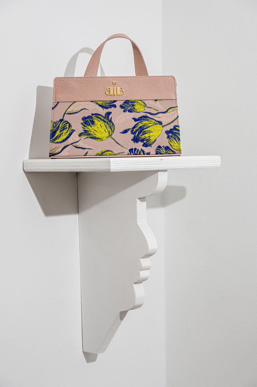 Babo - Lisa beige lime flowers shoulder bag