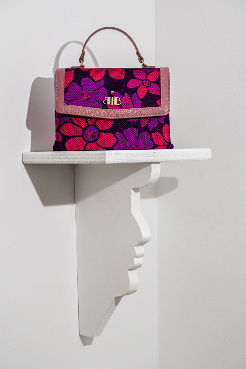 Babo - Laura Purple and red brocade shoulder bag