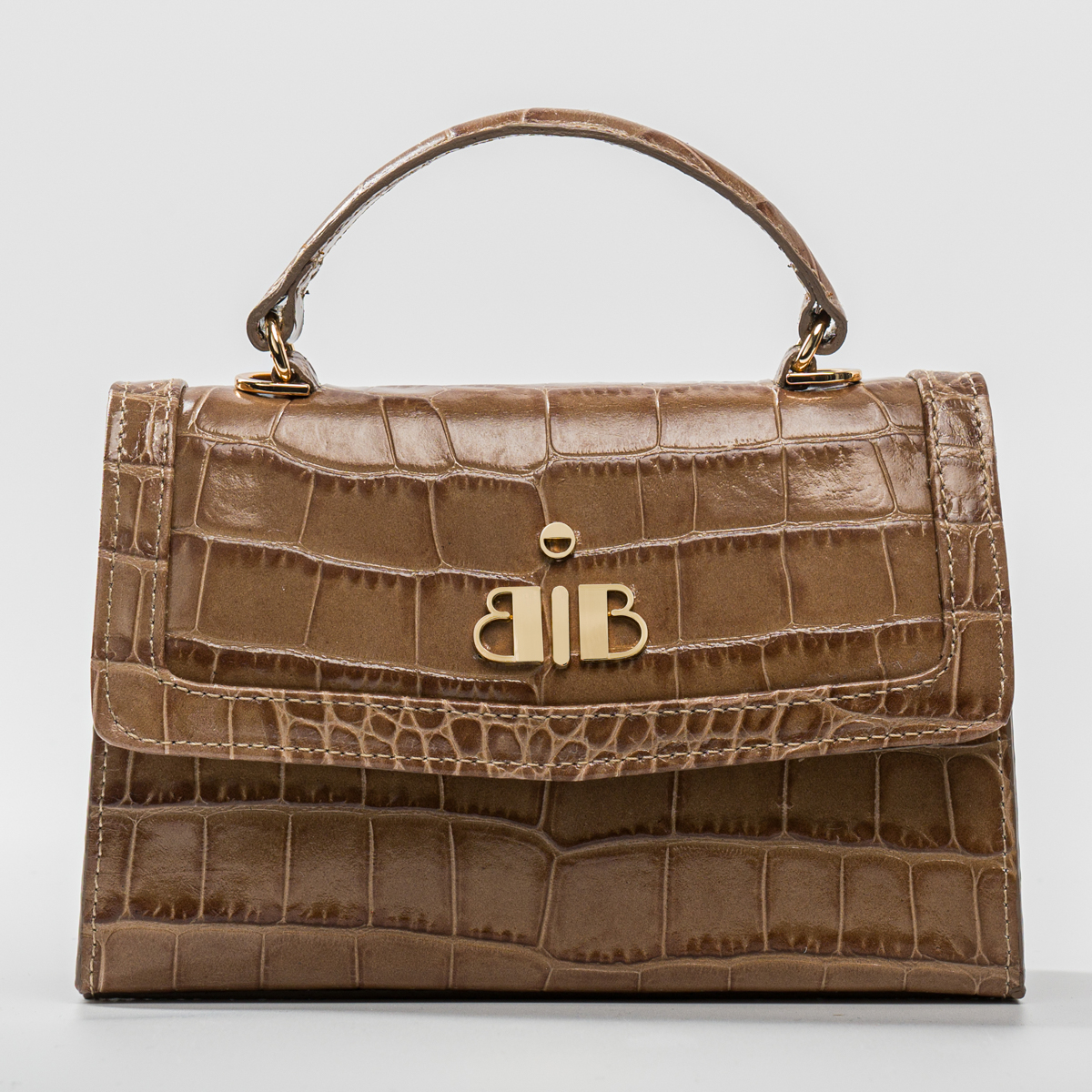 Babo - Laura Mini Flap Handbag in Raw Umber Leather