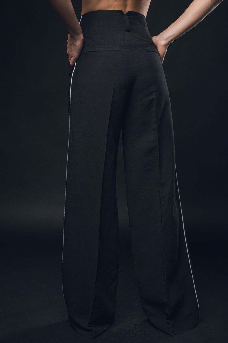 Babo - Julia wide leg pant in black linen