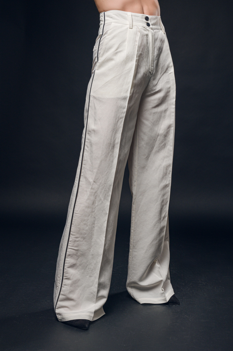 Babo - Julia wide leg pant in off-white linen