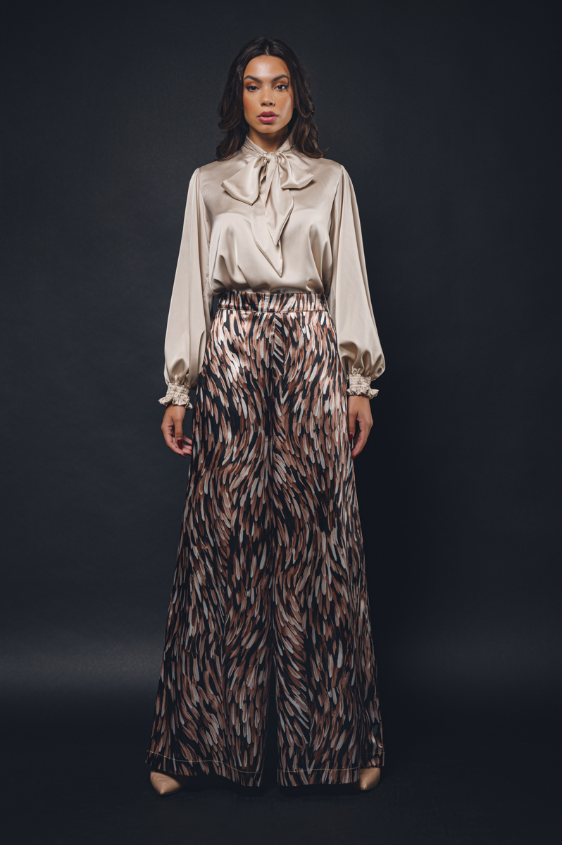 Babo - Esther B wide leg pants in brushed brown