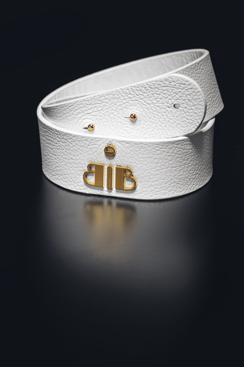 Babo - Waist Adjustable Belt in White Leather