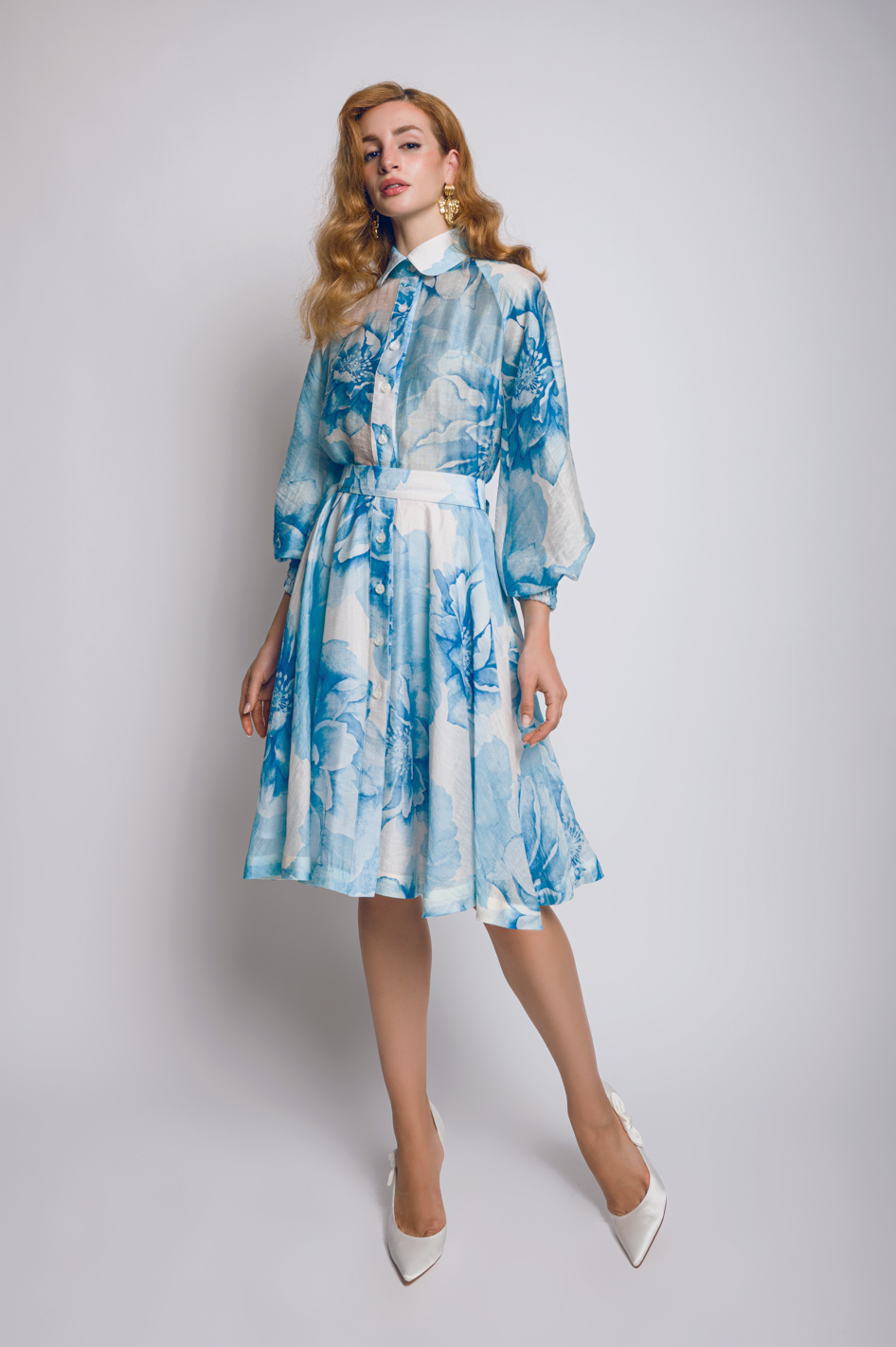 Babo - “Panagiota B” Mini Dress in Blue Floral