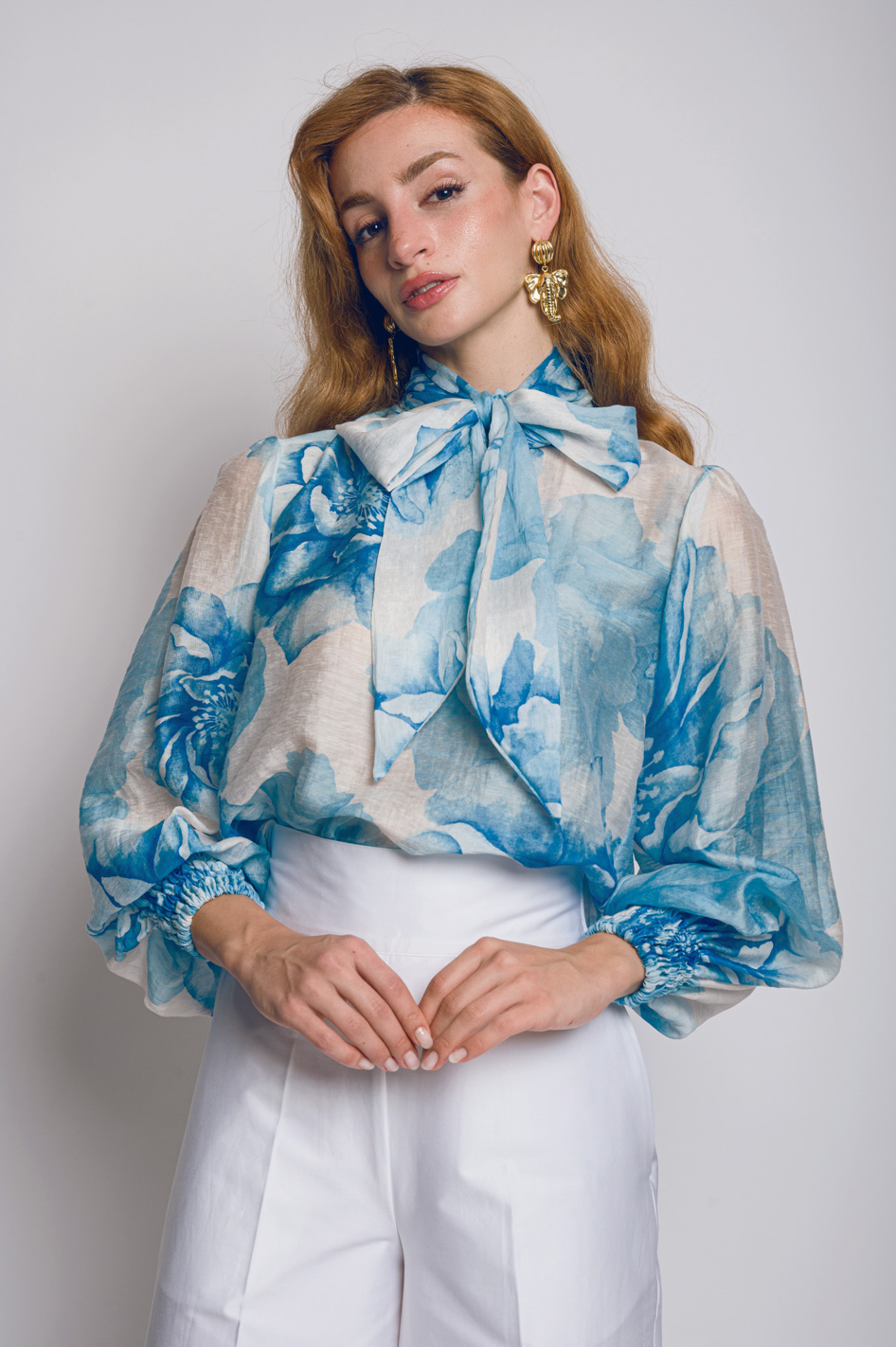 Babo - “Sophia” Blouse in Blue Floral