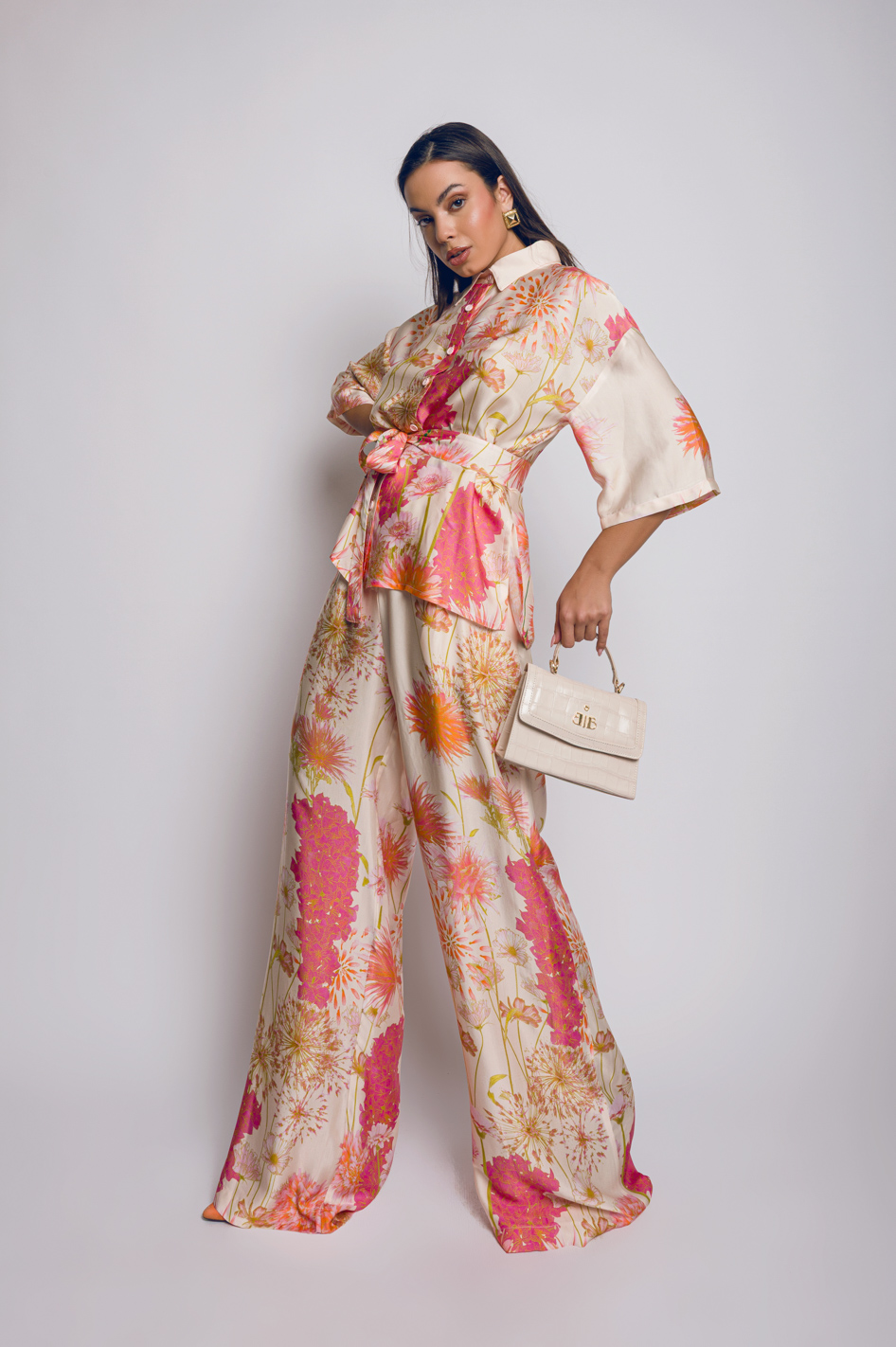 Babo - “Esther” Wide-Leg Pant in Pink Floral